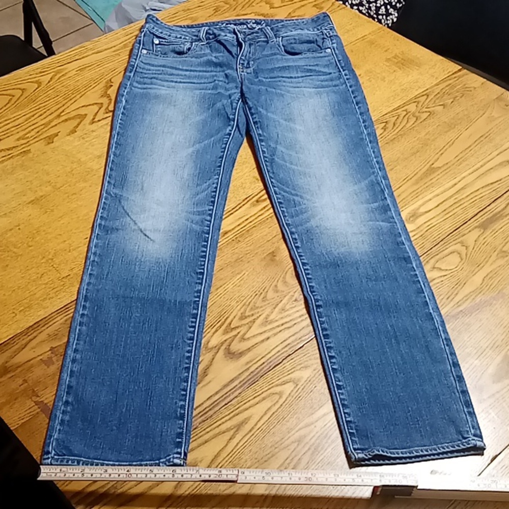 American Eagle Outfitters Women's Blue Straight-Leg Jeans